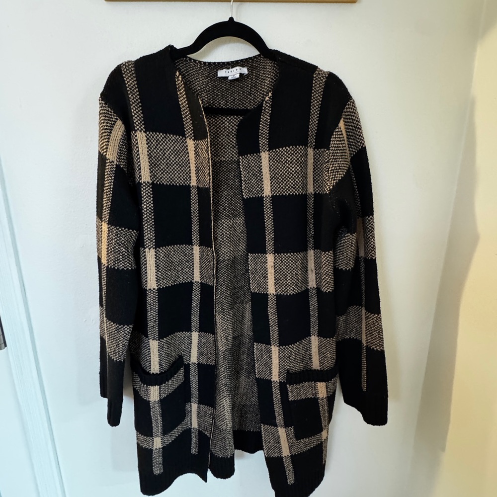 FAVLUX Black and Tan Knit Cardigan